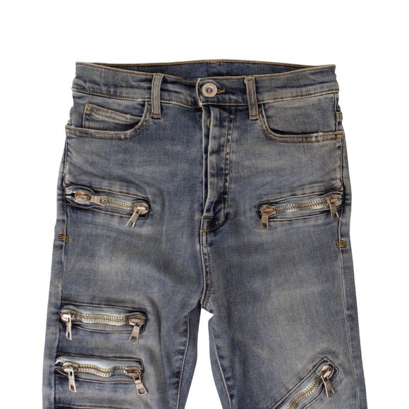 UNRAVEL PROJECT Denim Moonwash Multi-Zip Jeans Size 26 $910 - Picture 2 of 4